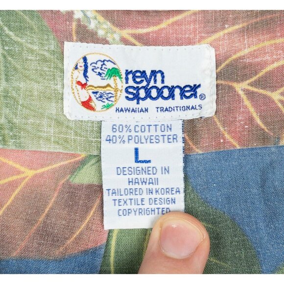 Reyn Spooner Popover Shirt Men's Large Hawaiian Tropical Floral Blue Green - Picture 3 of 14